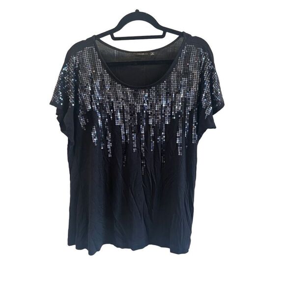 Apt. 9 cap sleeve sequins black shirt 0X - Picture 1 of 5
